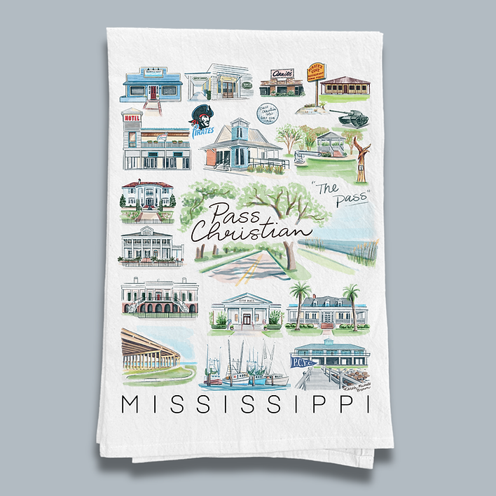 City Illustration Tea Towel by Karah Michele Art