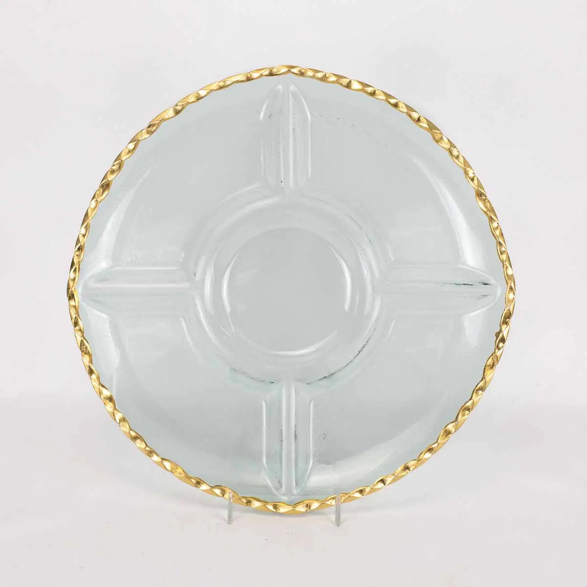 Cordova Chip and Dip Serving Tray Clear/Gold 13"