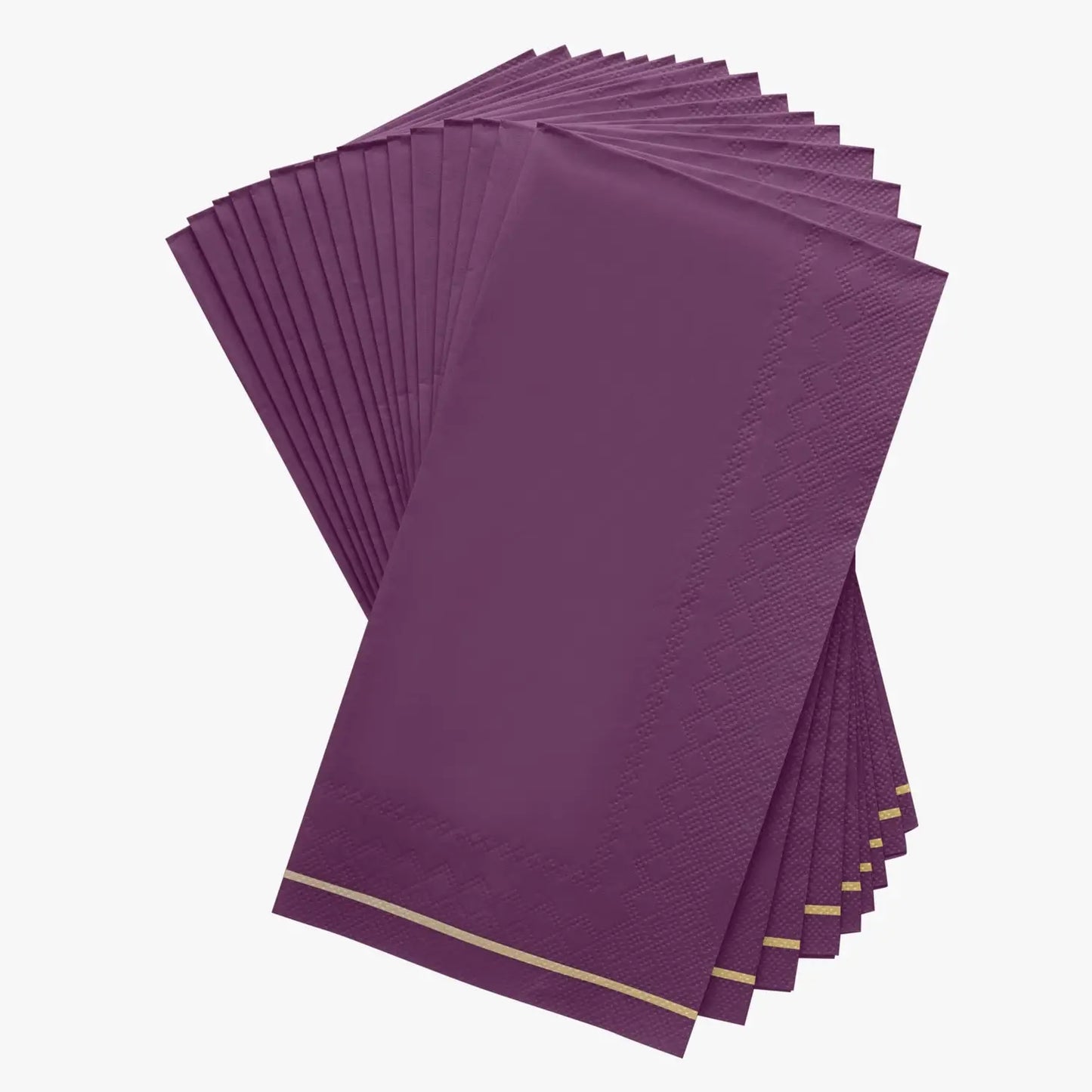 Purple with Gold Stripe Guest Paper Napkins | 16 Napkins