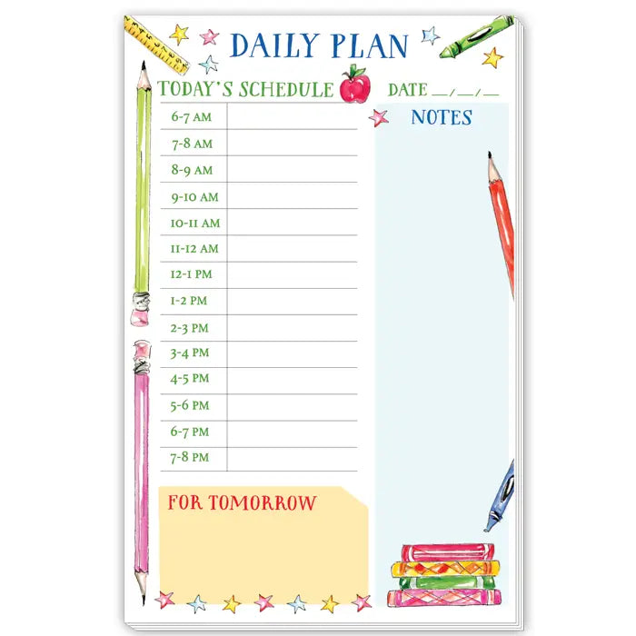 Handpainted Daily Plan Teacher and Pencils Large Notepad Rosanne Beck