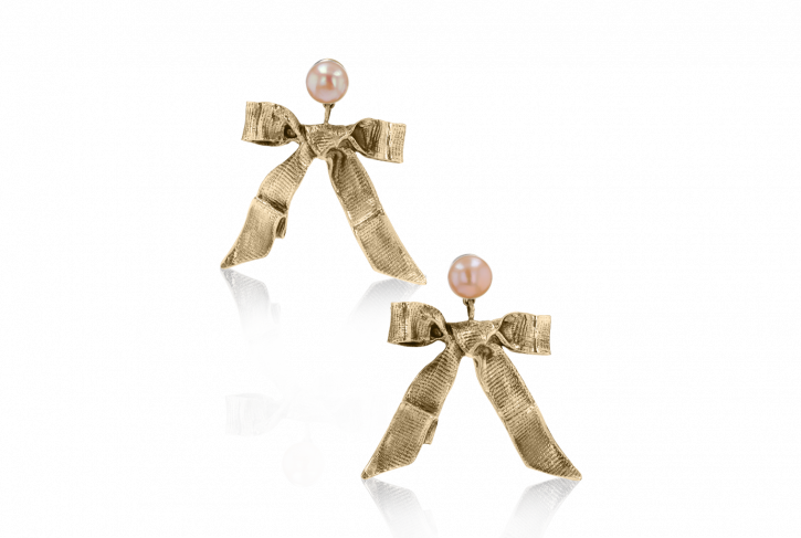 Bow Dangle Freshwater Pearl Earrings