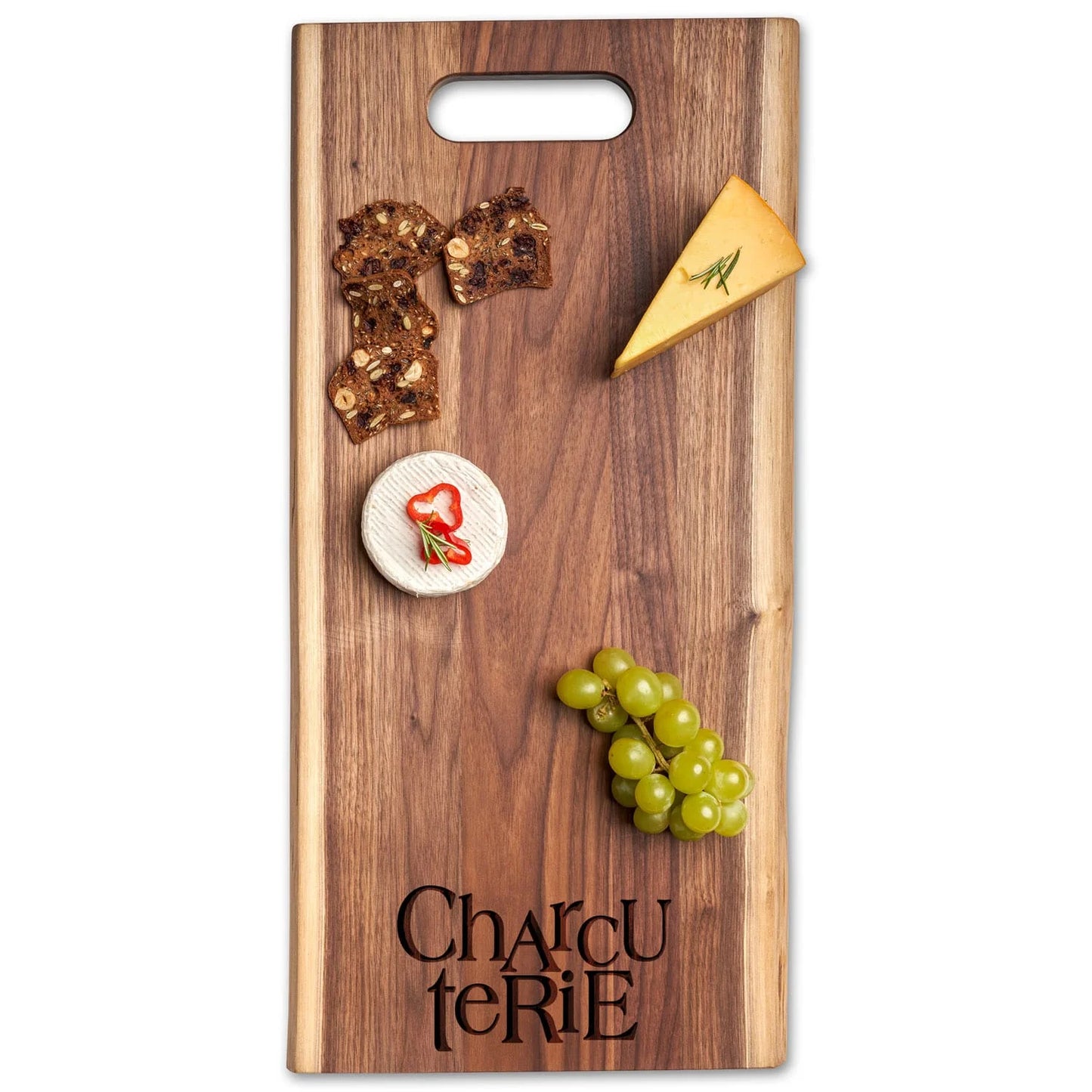 Live Edge Walnut Single Handle Charcuterie Board | 24" x 12"