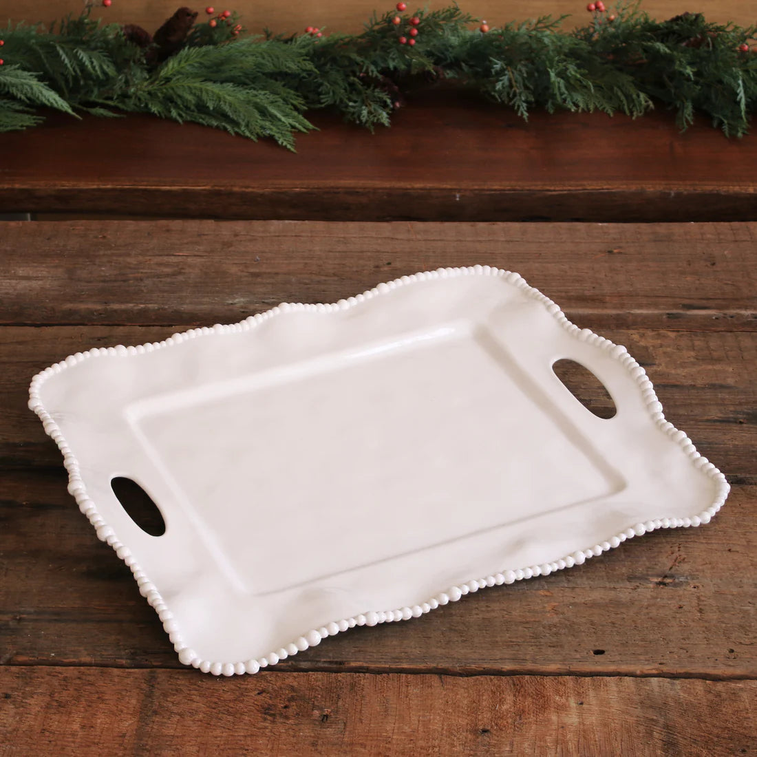 BB VIDA Alegria Rectangular Tray with Handles White