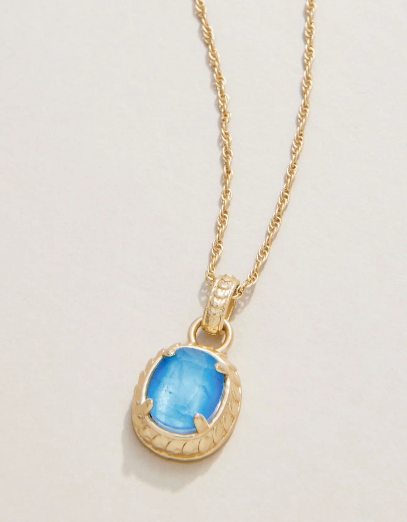 Karina Oval Petite Necklace 17" Blue