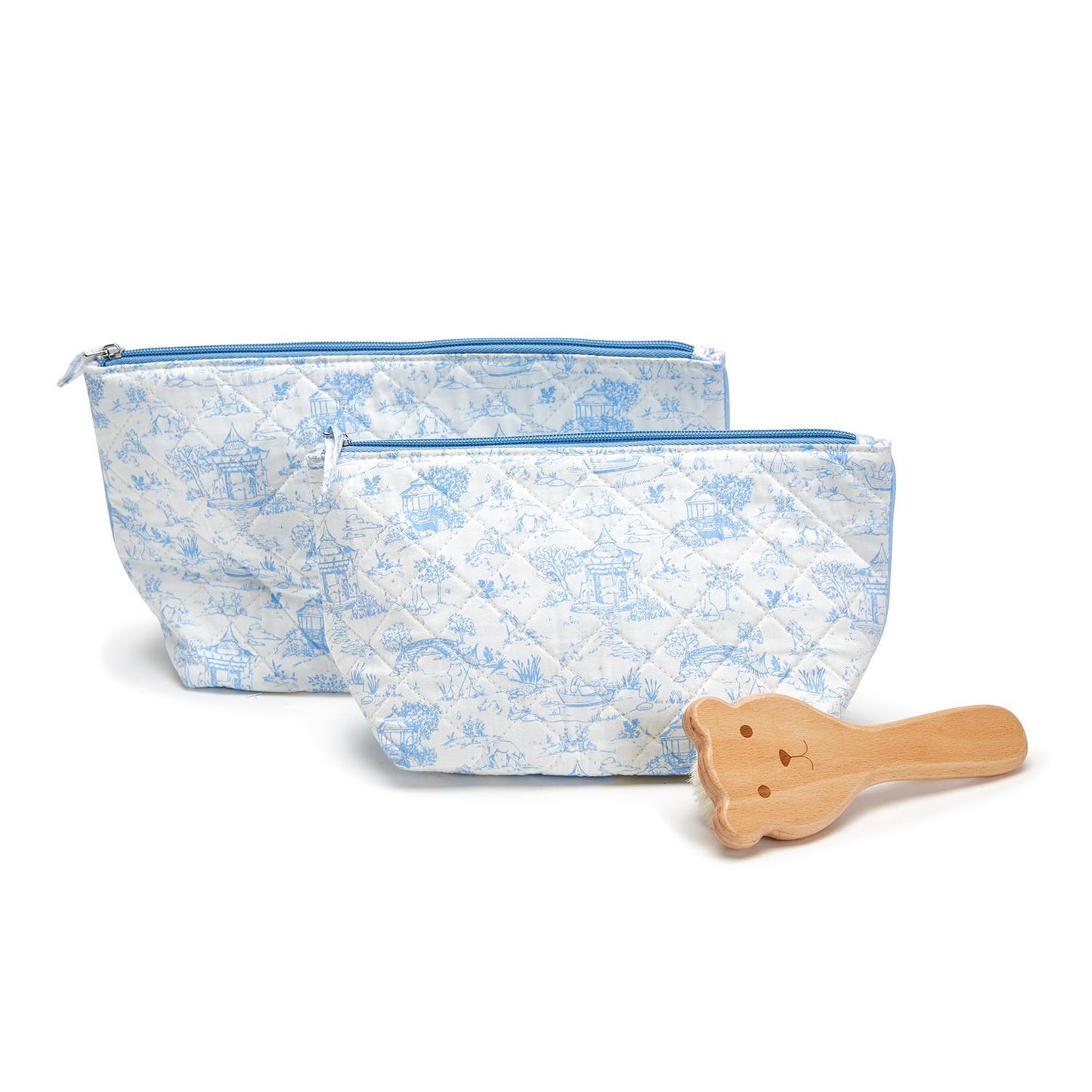 Animal Toile Set of 2 Quilted Multipurpose Pouches with Lining