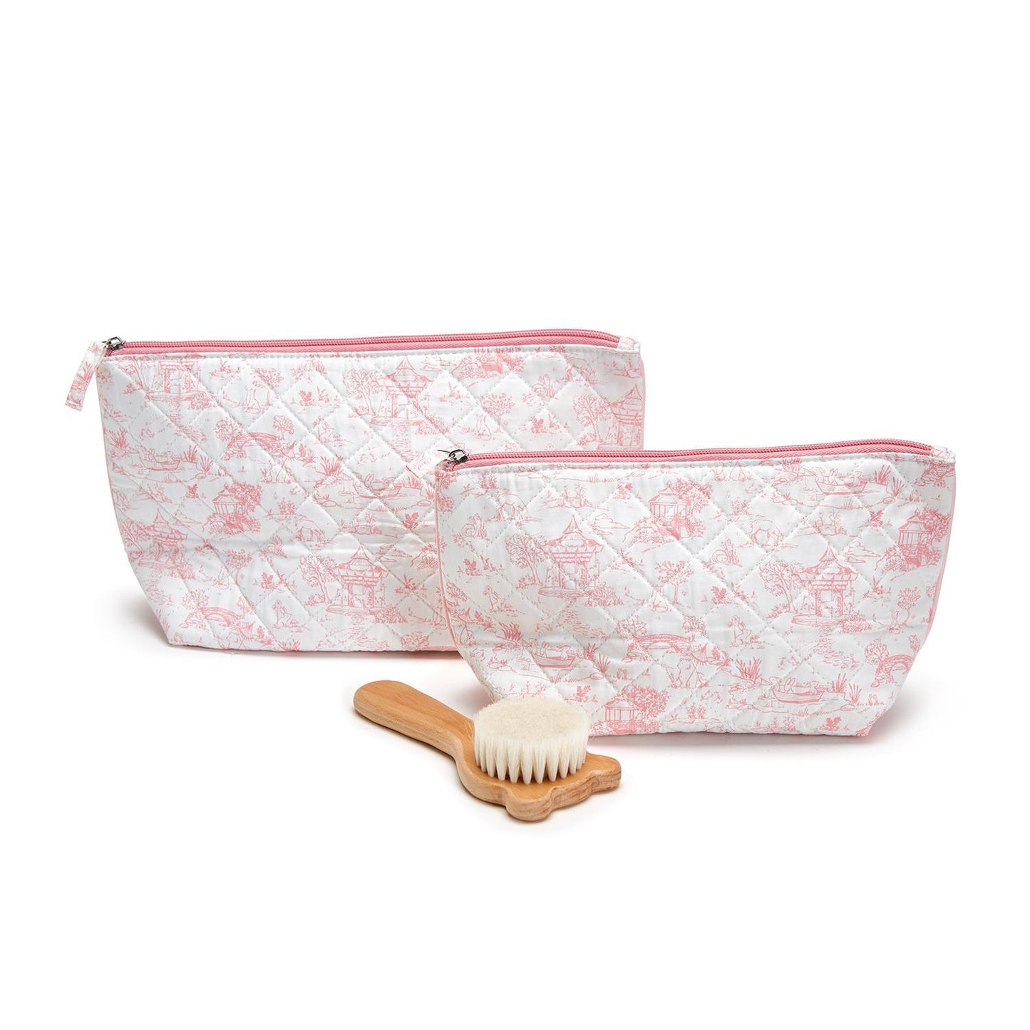 Animal Toile Set of 2 Quilted Multipurpose Pouches with Lining