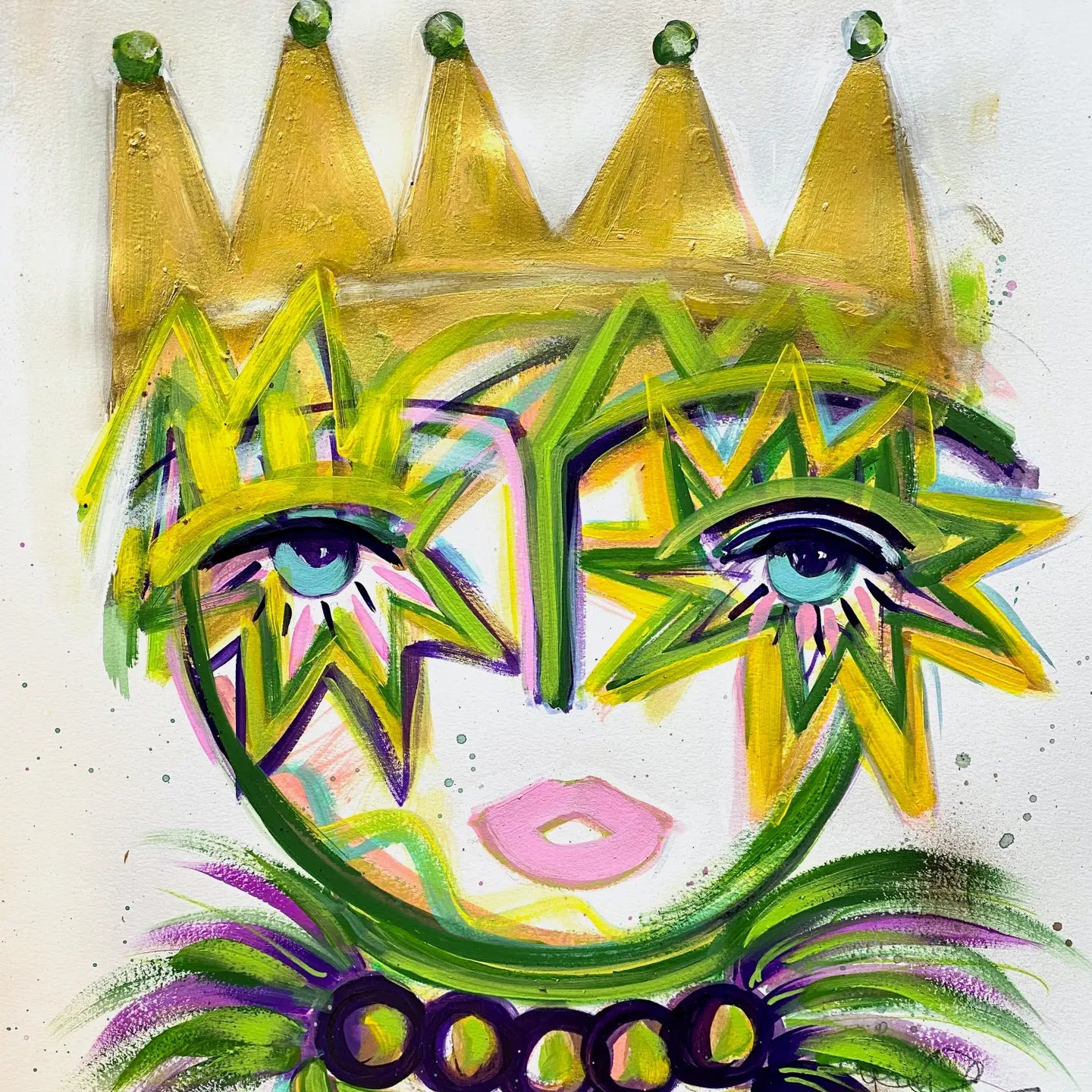 Mardi Gras Chica - Mini 8" X 8" Grasscloth Print