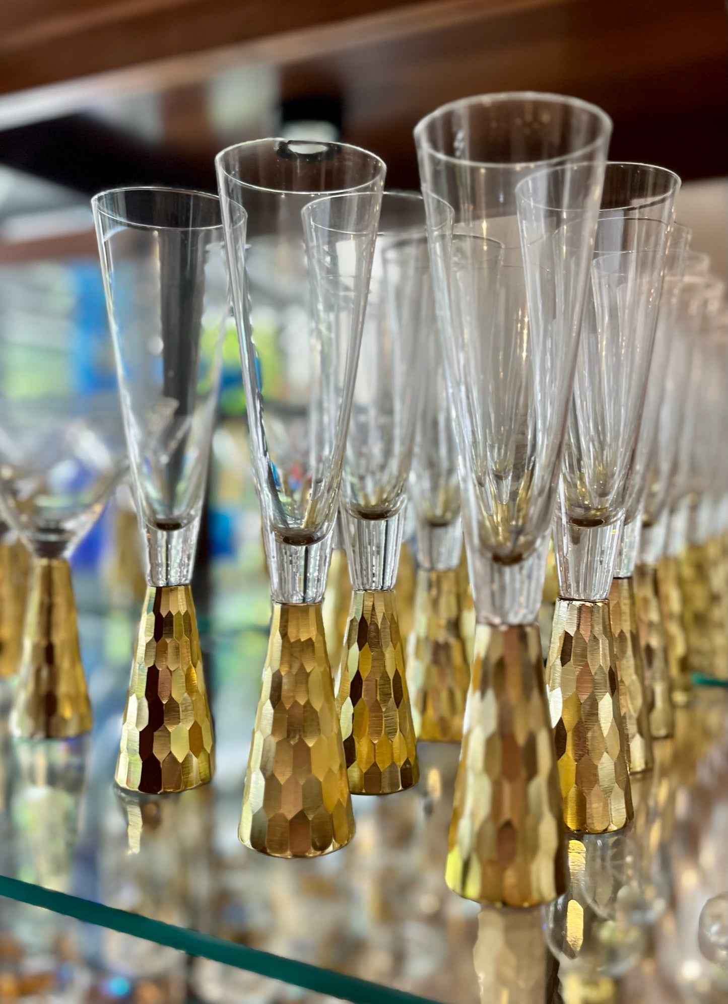 Gold Hammered Champagne Glass