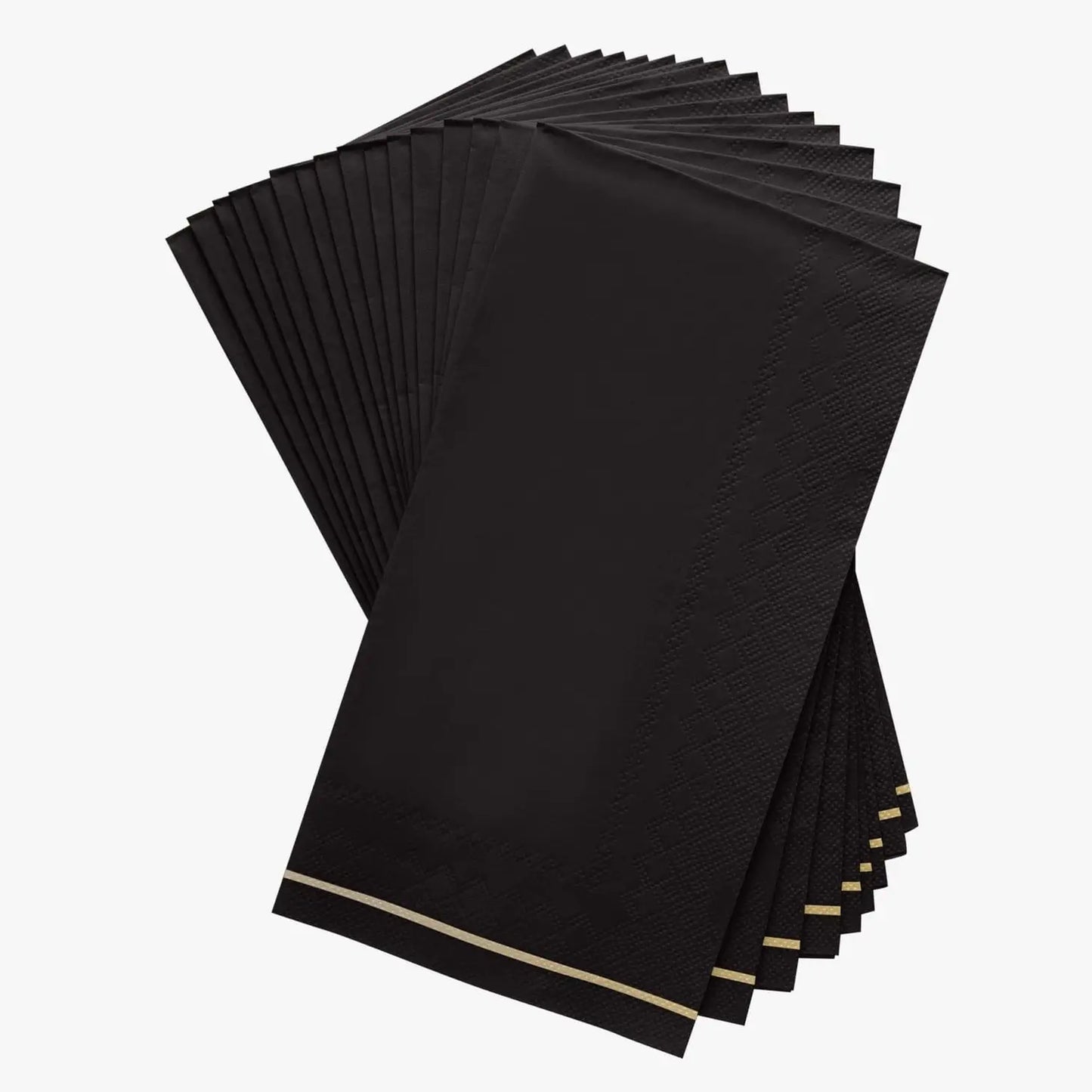 Black with Gold Stripe Guest Paper Napkins | 16 Napkins