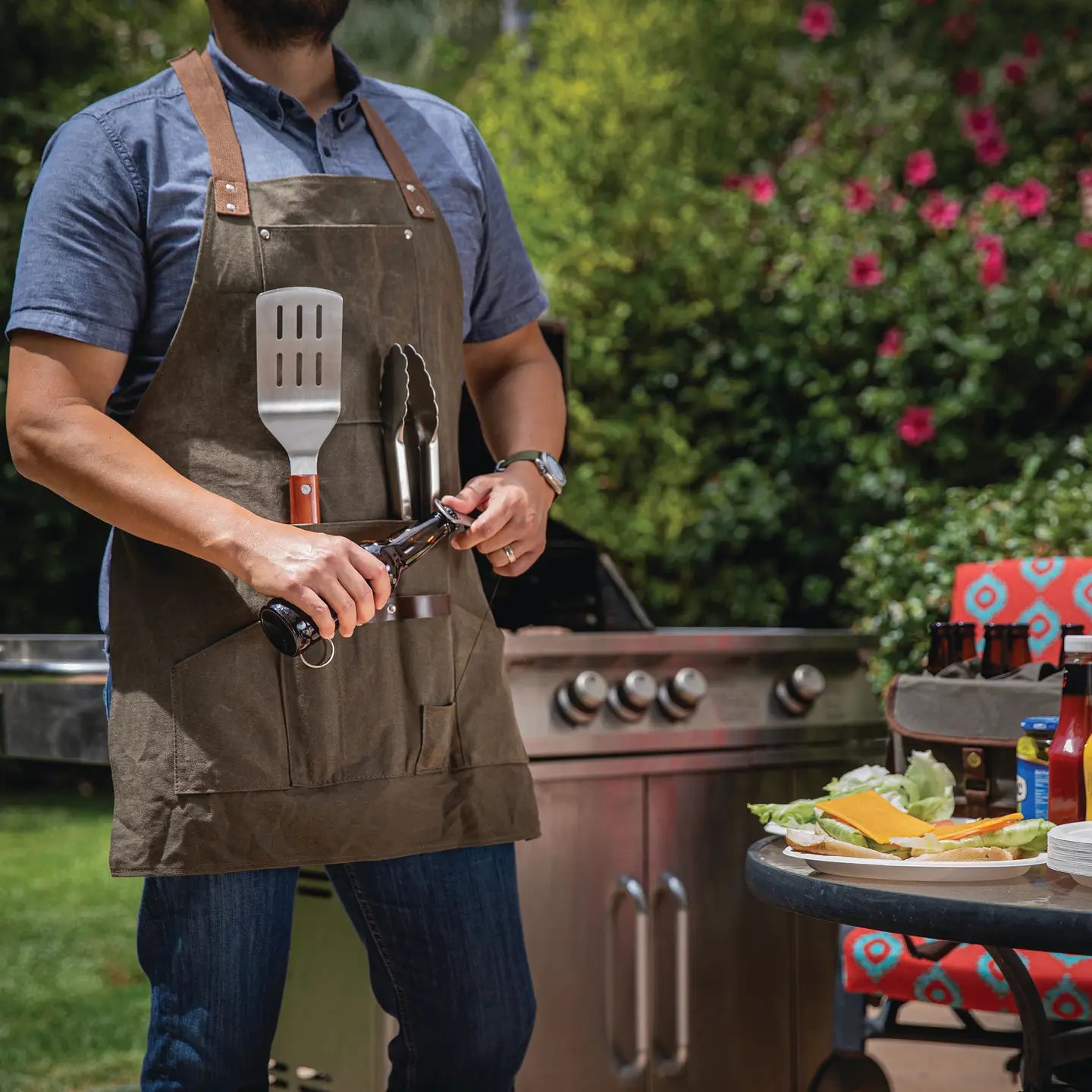 Bbq Apron with Tools & Bottle Opener