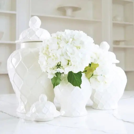 White Textured Ginger Jar