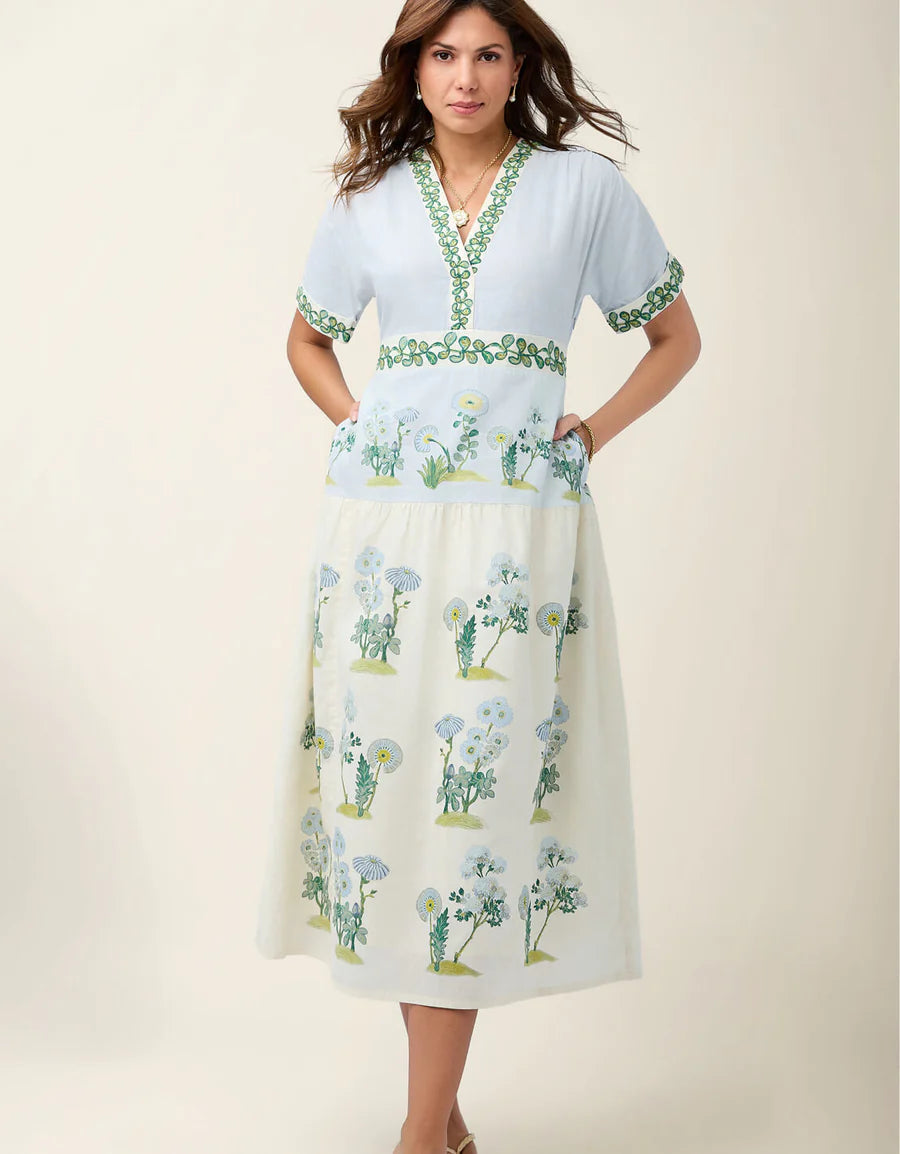 Natalee Midi Dress Flagler Floral Sprigs