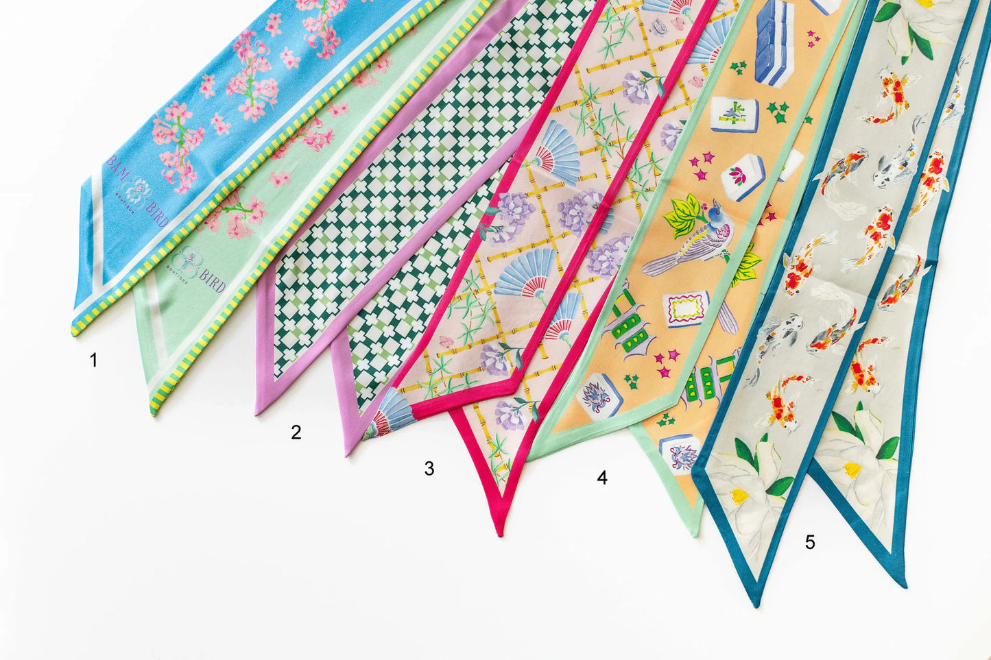 Catherine Cartie x Bam Bird Boutique Silk Twilly Scarves