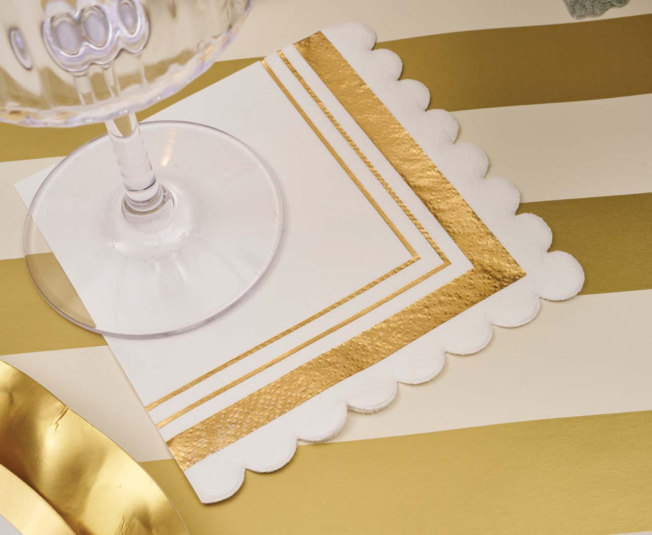 Cocktail Napkin Gold & White/20 pkg