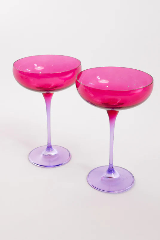 ESTELLE COLORED CHAMPAGNE COUPE STEMWARE Color Block Pastel