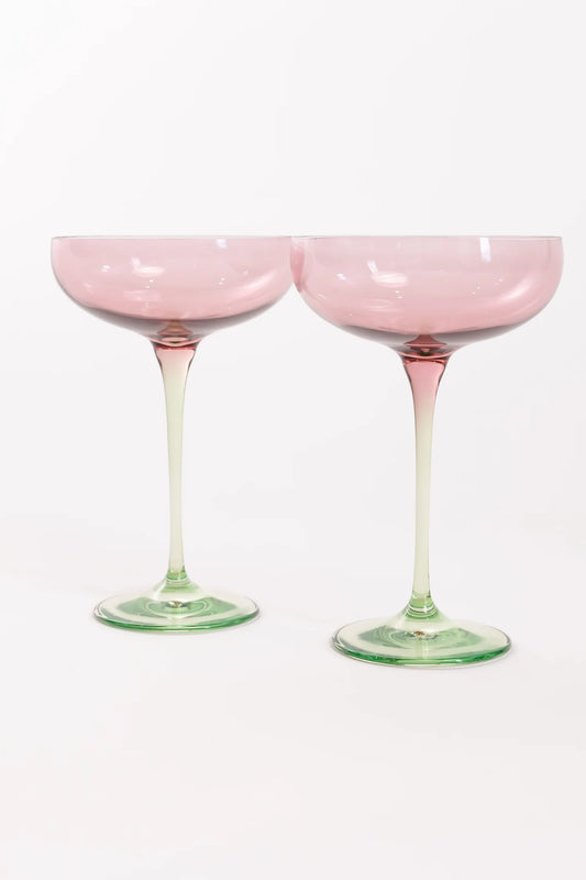 ESTELLE COLORED CHAMPAGNE COUPE STEMWARE Color Block Pastel
