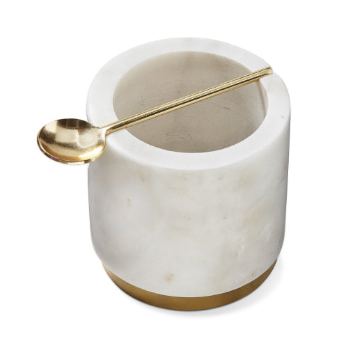MARBLE SALT CELLAR & SPOON SET