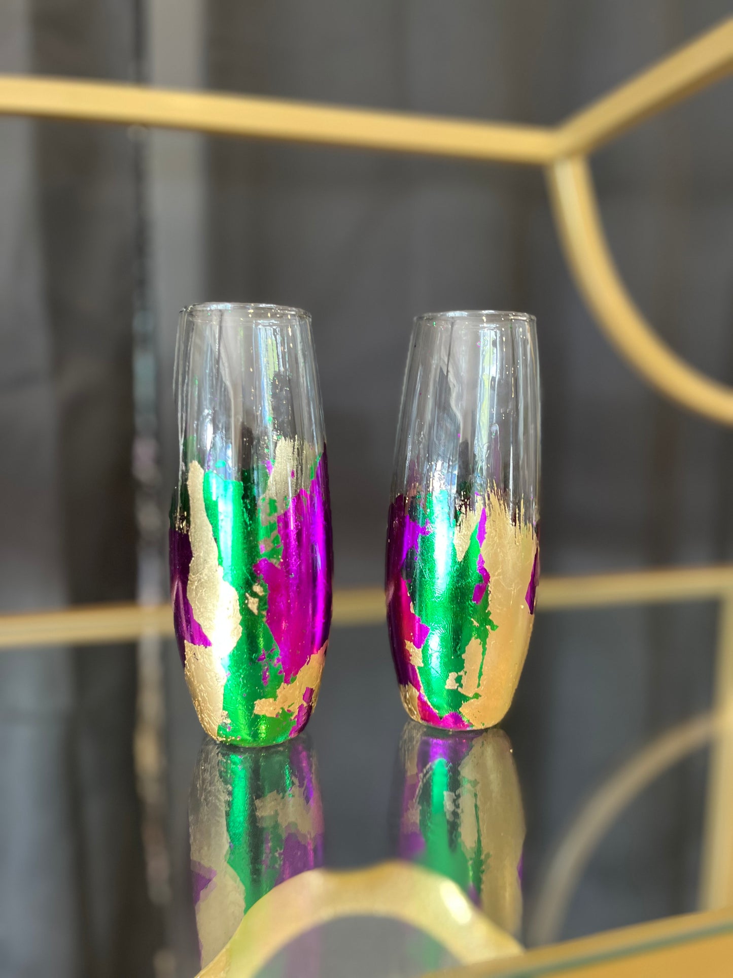 Mardi Gras Stemless Champagne Glass