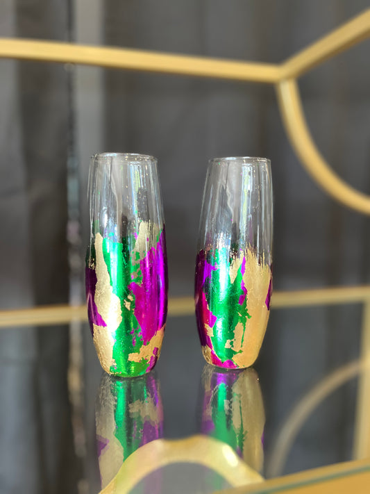 Mardi Gras Stemless Champagne Glass