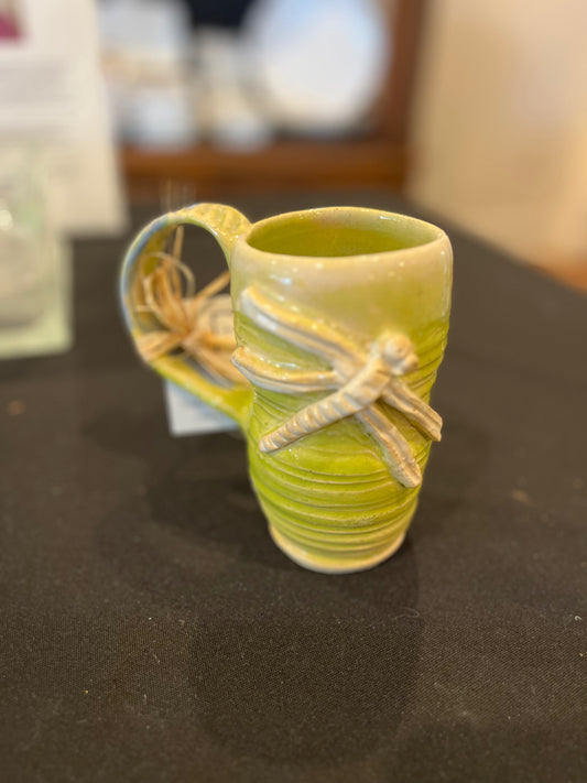 Tehle McGuffee #25014 Green Mug w/dragonfly