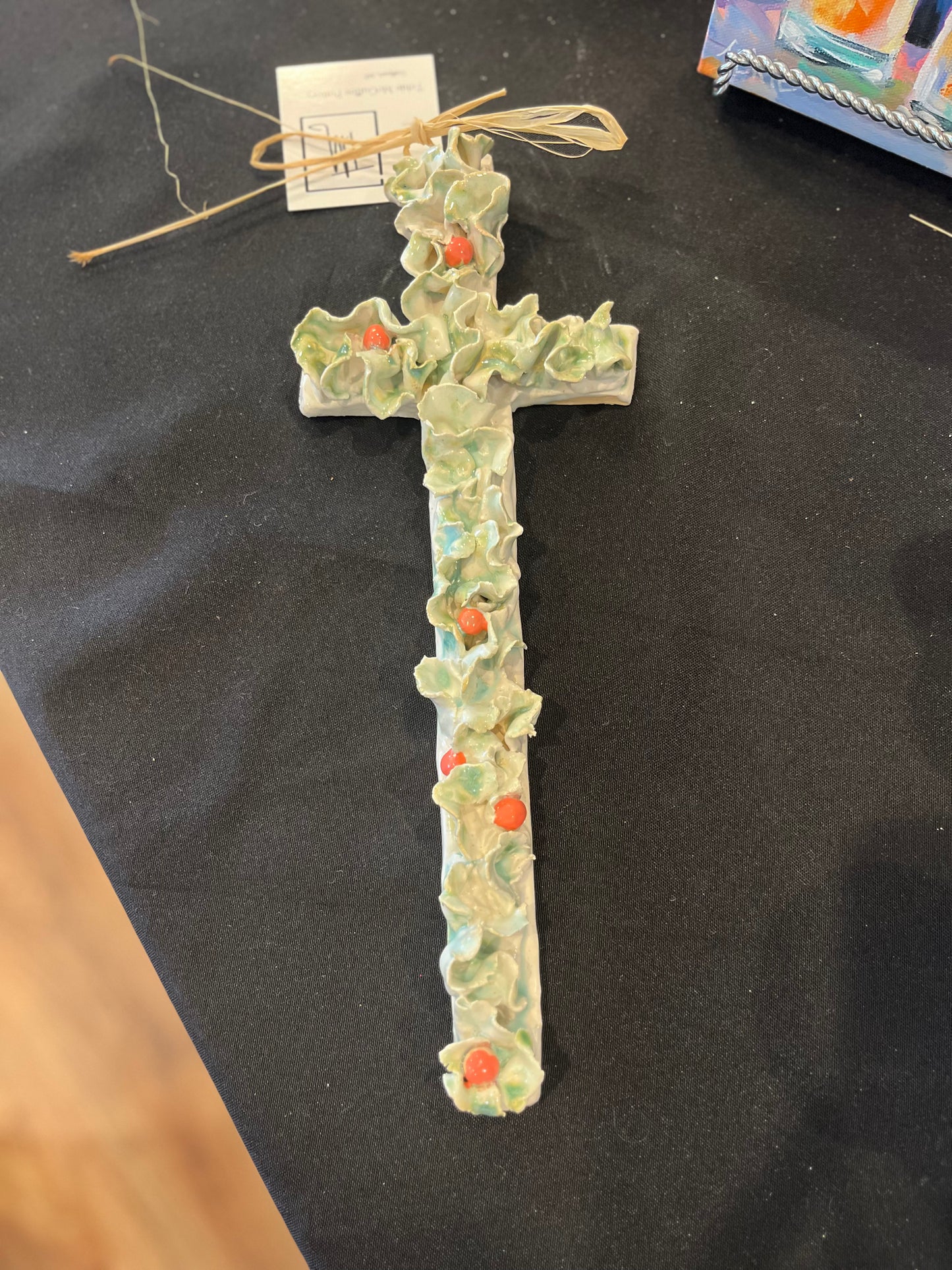 Tehle McGuffee #25005 Cross Green Sea Ribbon with Berries