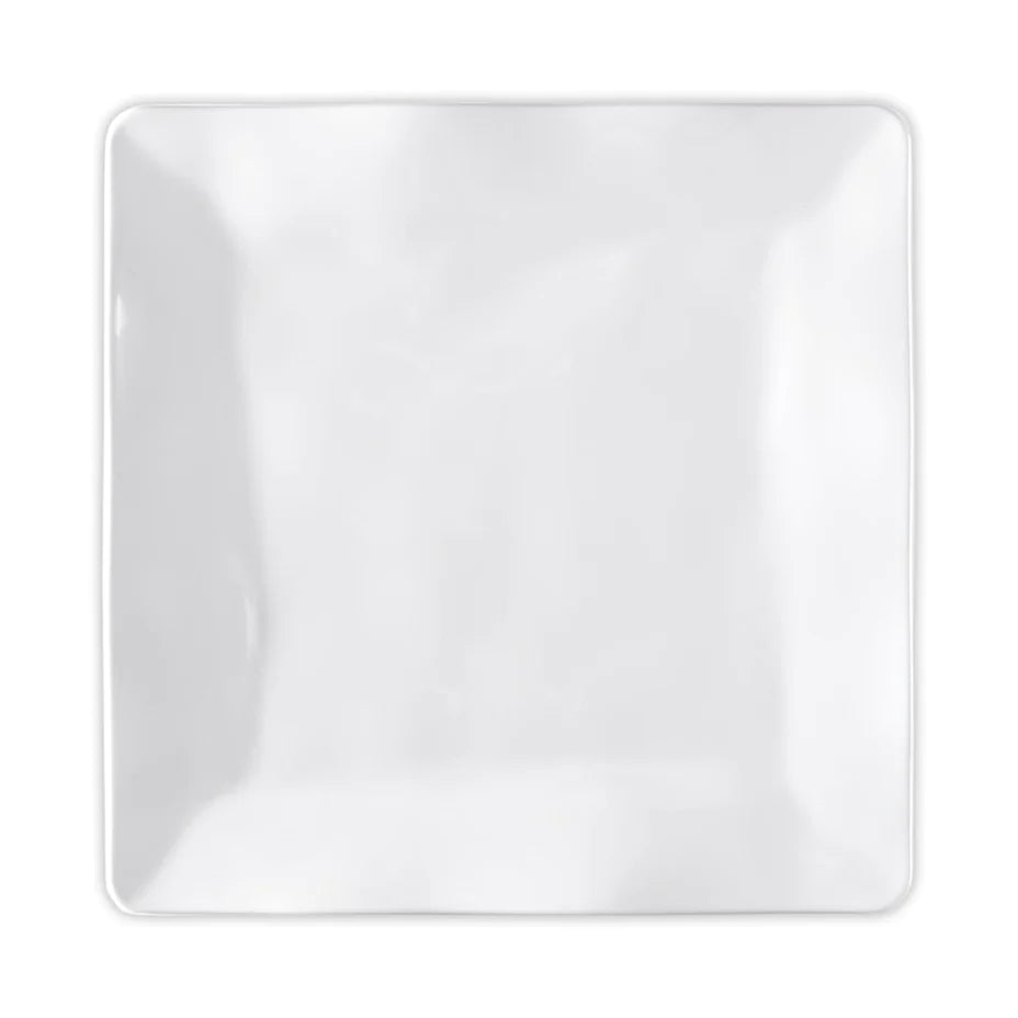 Q Squared Ruffle White Melamine Square Dinner Plate