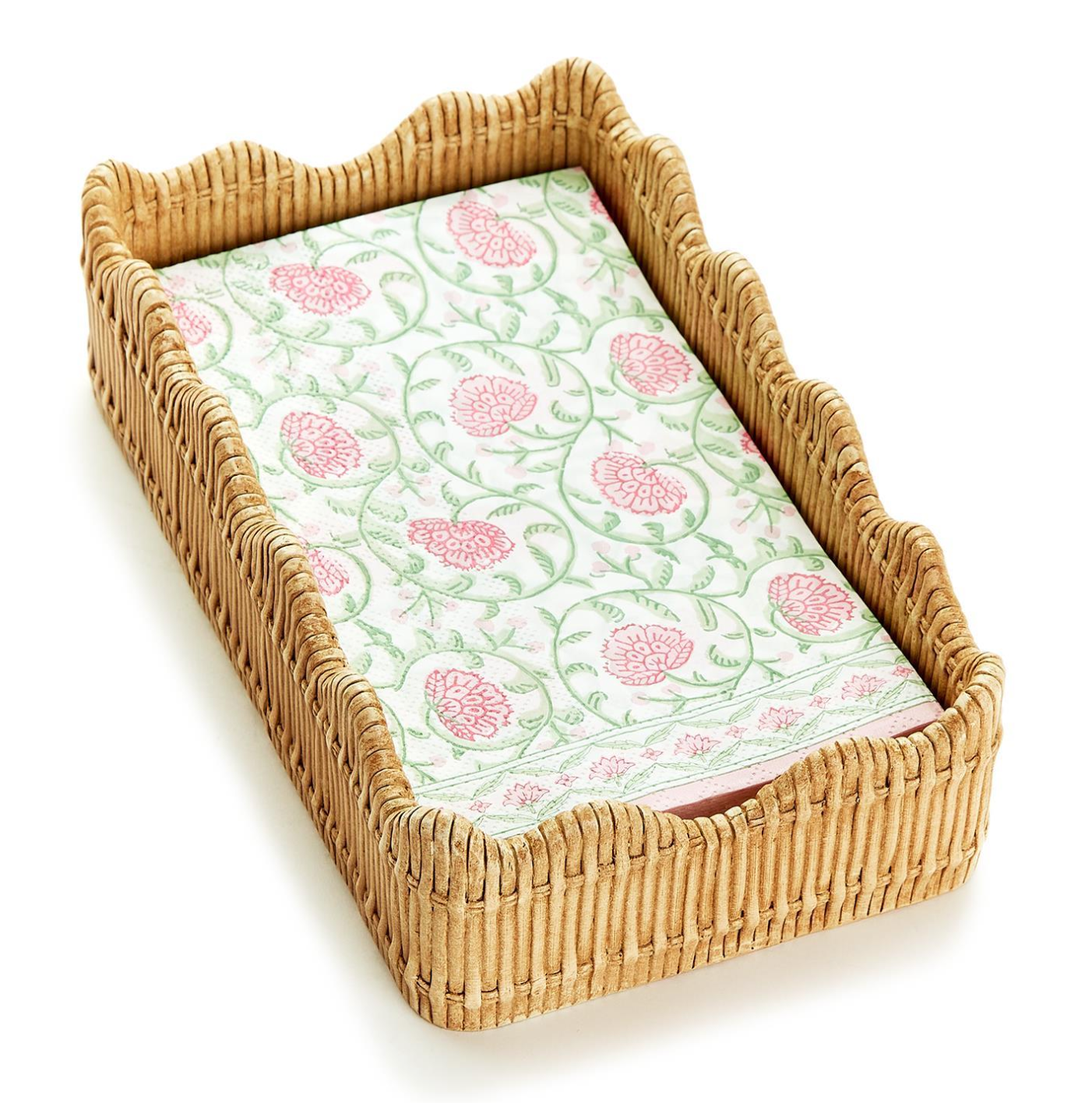 Scalloped Edge Basket Weave Pattern Guest Towel / Utensil Holder