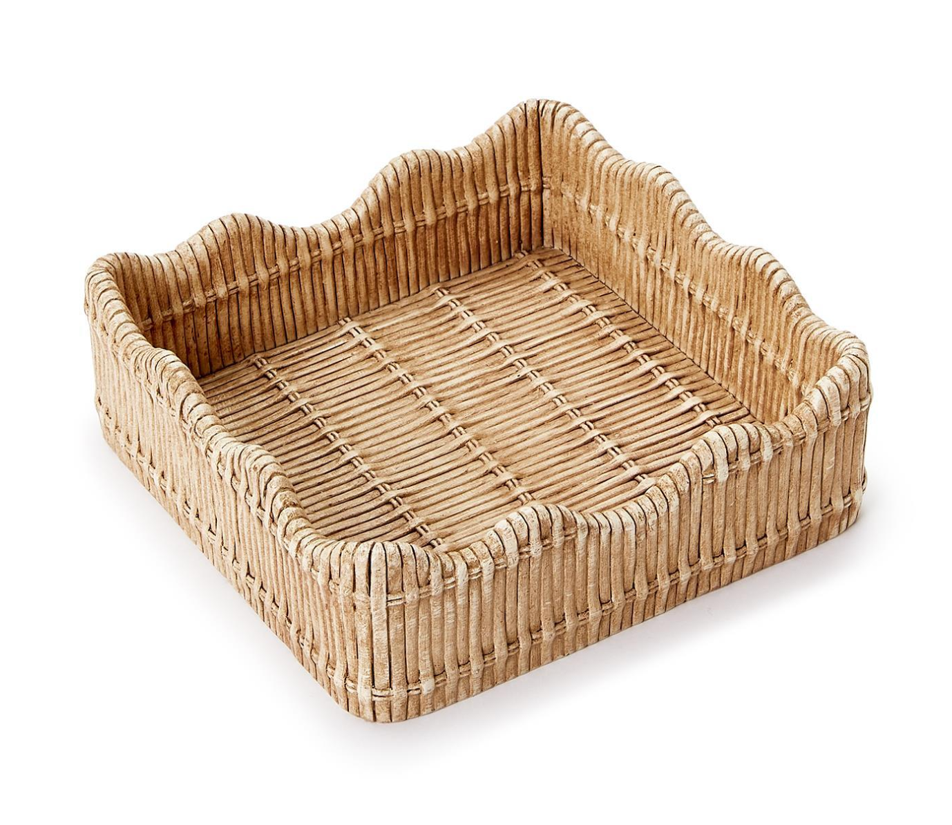 Scalloped Edge Basket Weave Pattern Cocktail Napkin Holder