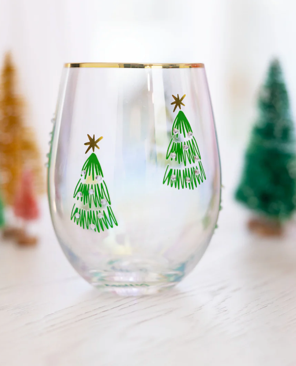Stemless Christmas Wine Glass