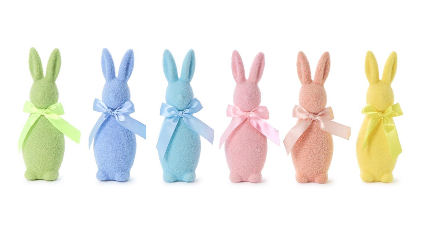Easter Flocked Bunny with Bow Small