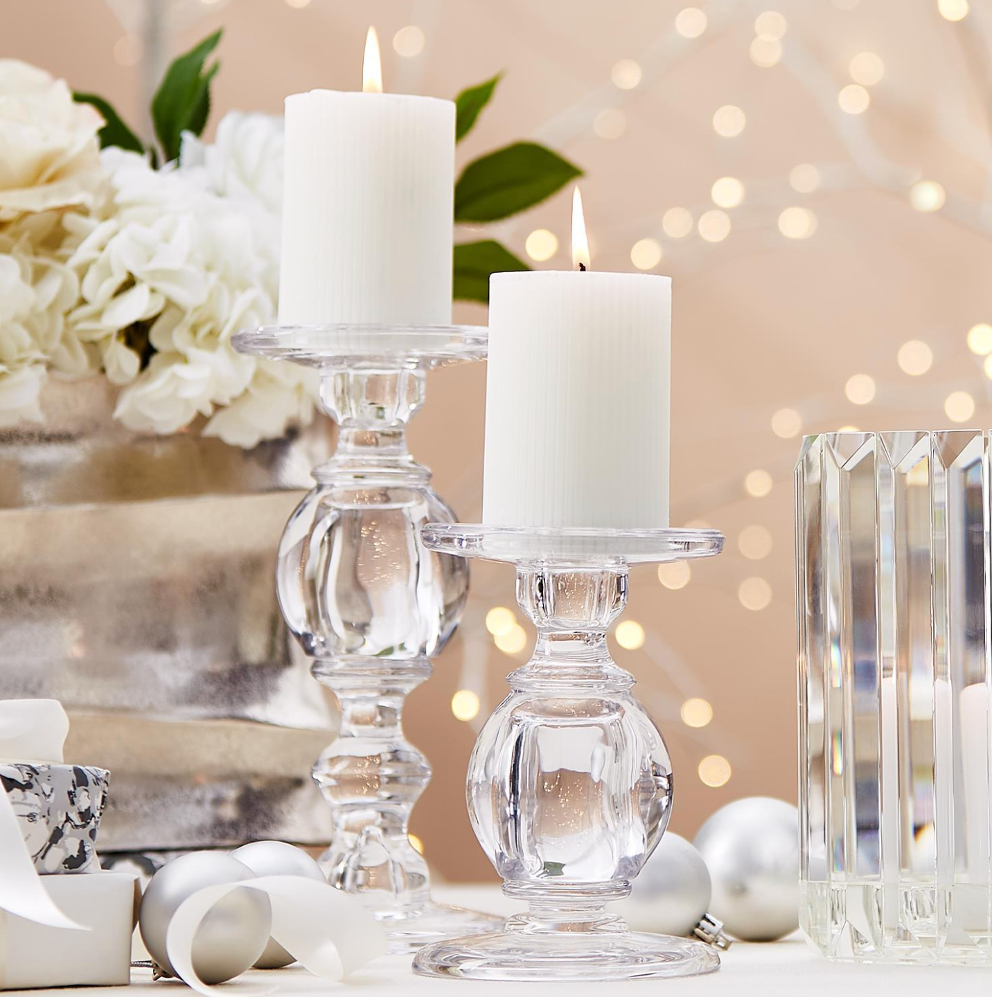 High-Glass Pedestal Candleholders