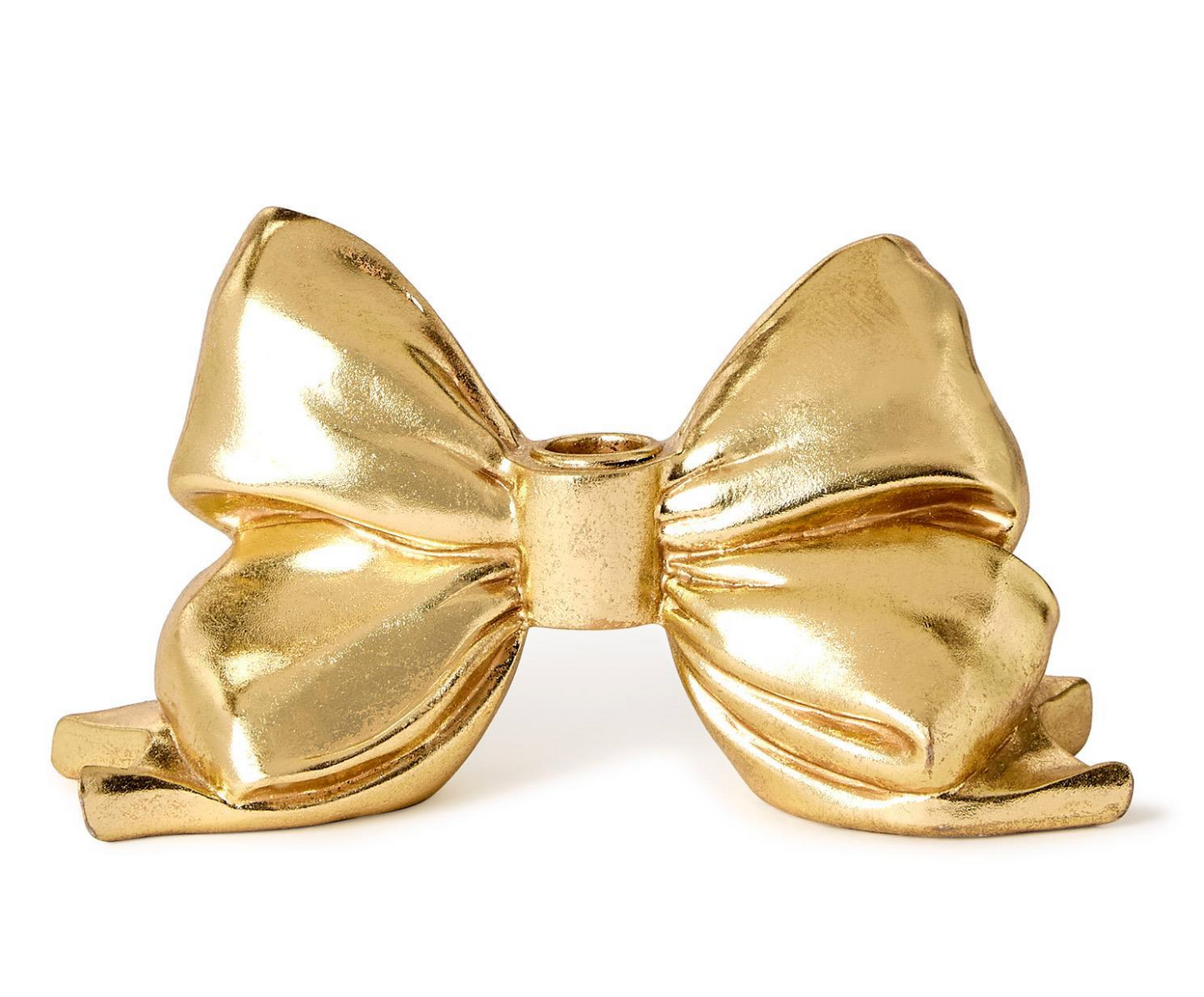 Large Gold Bow Taper Candleholder