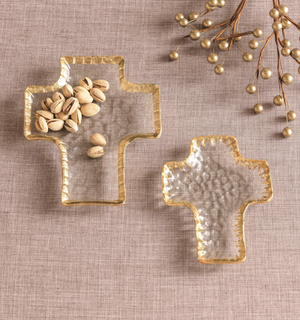 Gold Edge Cross Tidbit Tray