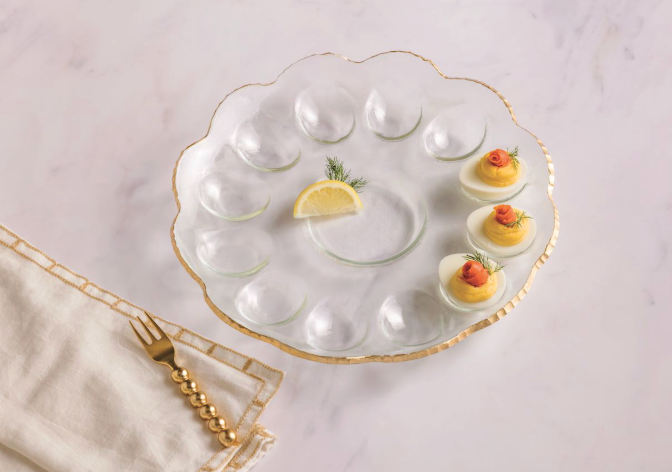 Gold Edge Deviled Egg Tray Set