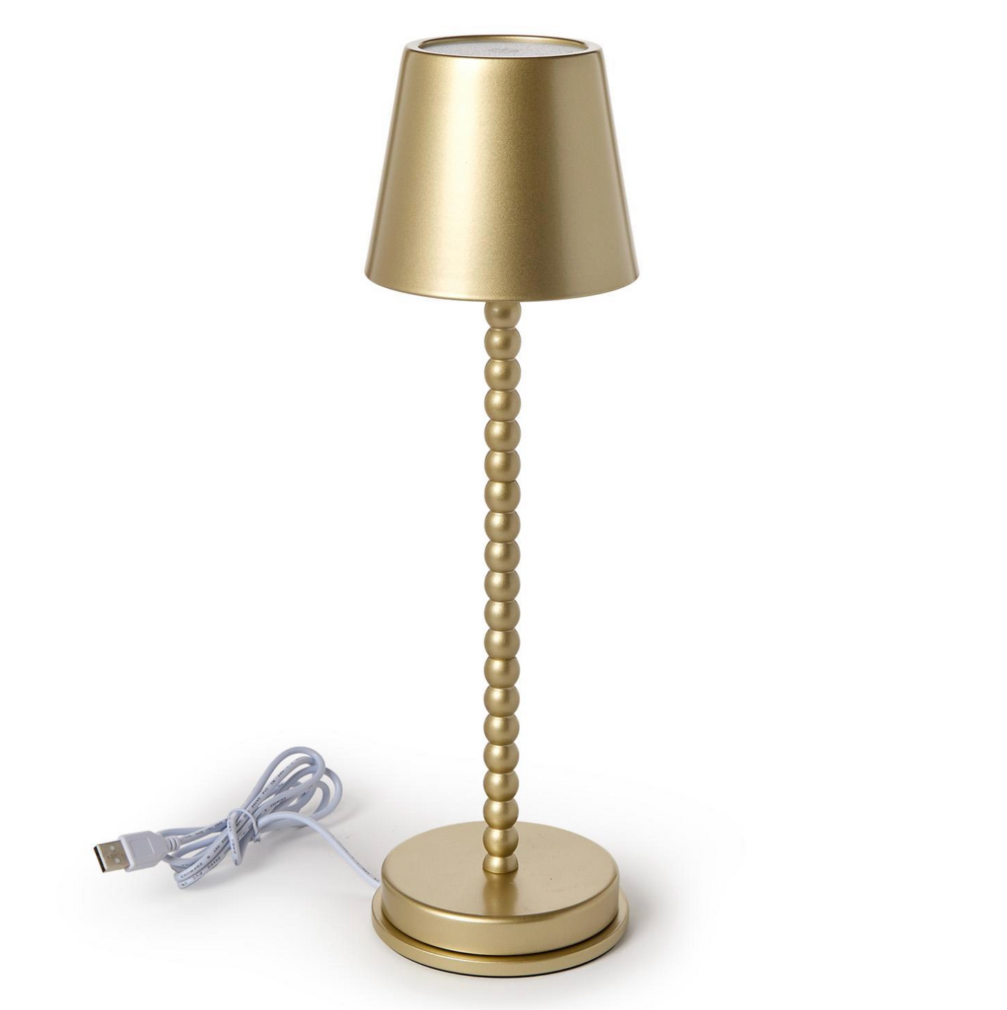 LED Cordless Gold Beaded Pole Table Lamp with Charging Base in Gift Box