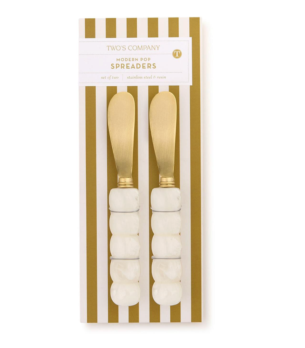Modern Pop Set of 2 White Beaded Spreaders