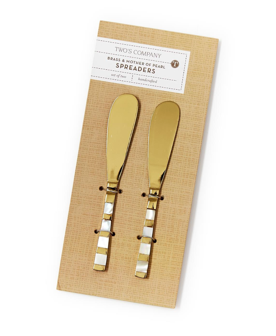 Set of 2 Mother of Pearl Spreader on Gift Card