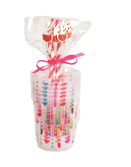 Holiday Party Cup & Straw Sets