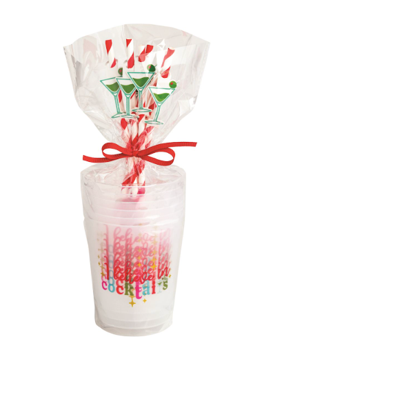 Holiday Party Cup & Straw Sets