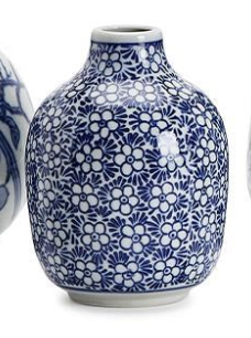Blue and White Assorted Hand-Painted Vases - Stoneware