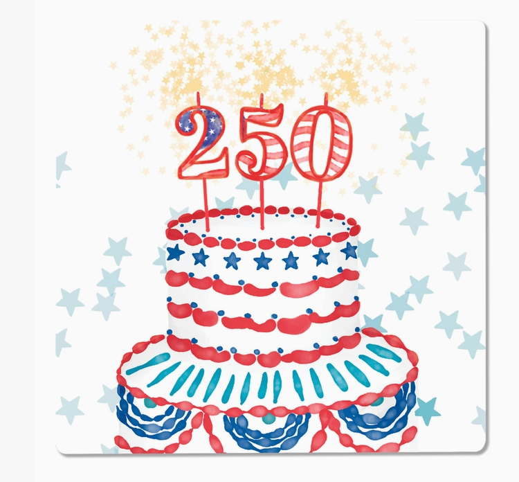 USA 250th Semiquincentennial 4" Square Ceramic Coasters