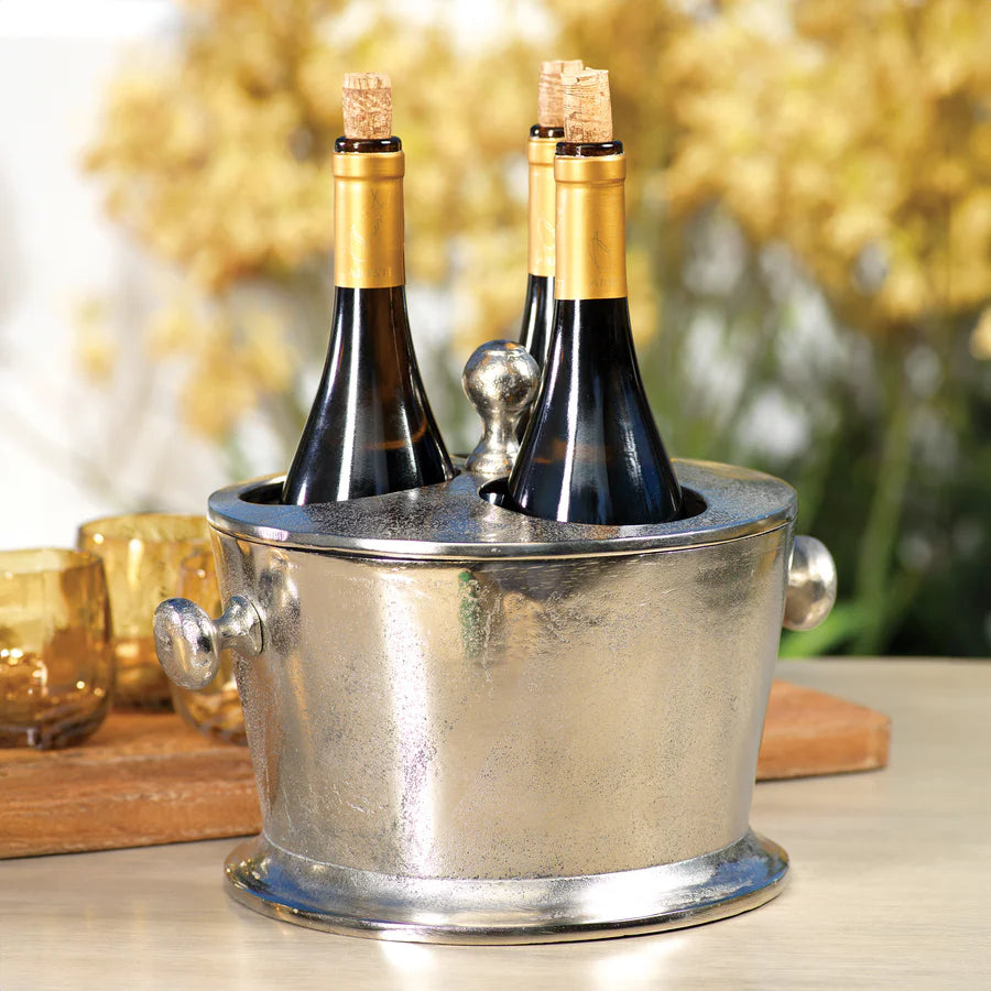 Raw Aluminum Three Bottle Wine Holder-Nickel