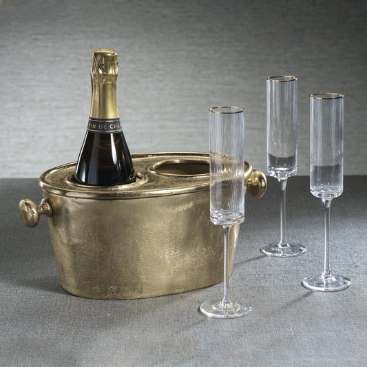 Raw Aluminum Two Bottle Wine Holder - Gold