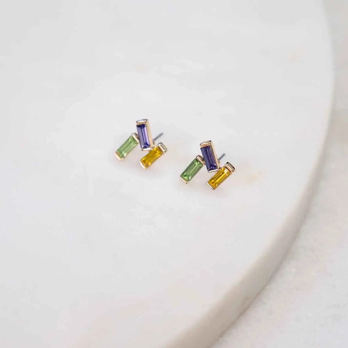 Krewe Kaleidoscope Cluster Post Earrings Purple/Green/Yellow