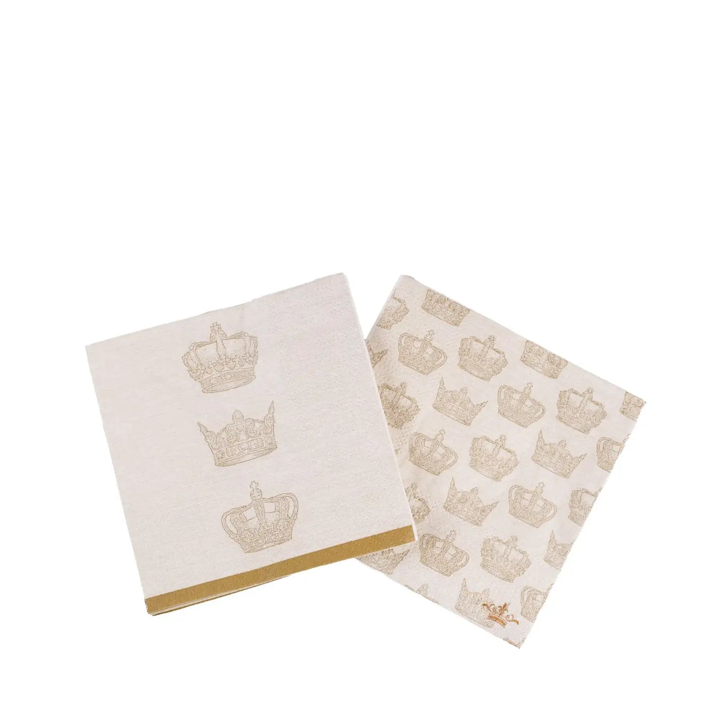 Elizabeth Crown Cocktail Napkins Soft White/Light Gold 5x5