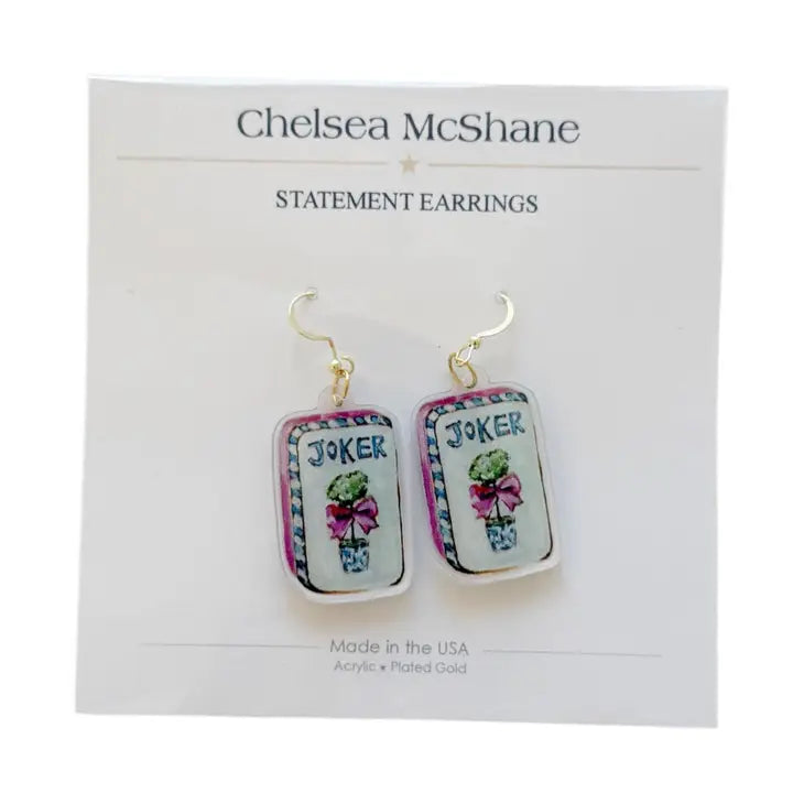 "Mahjong Joker" Acrylic Earrings
