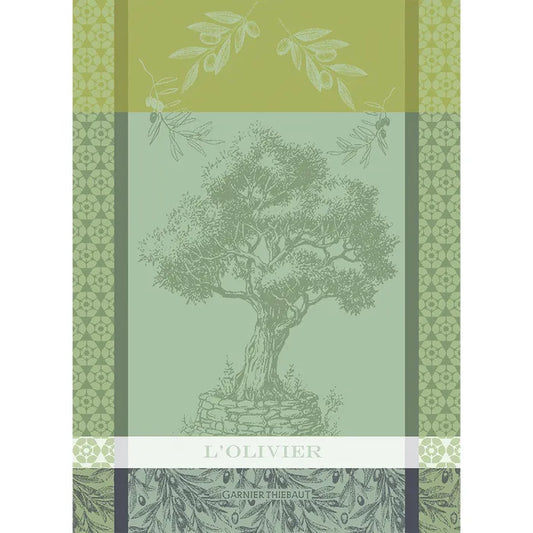 Garnier Thiebaut L'Olivier Vert Jacquard Kitchen Towel