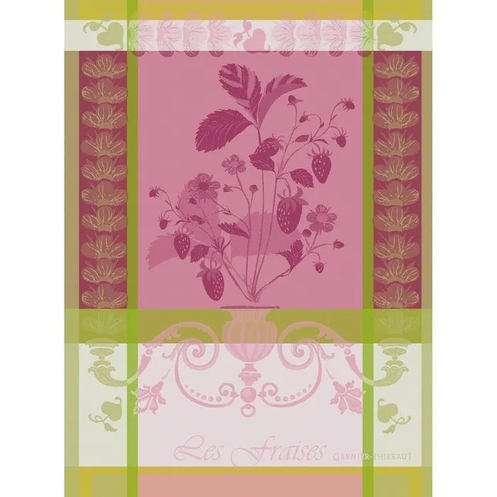 Garnier Thiebaut Fraisier Rose Jacquard Kitchen Towel