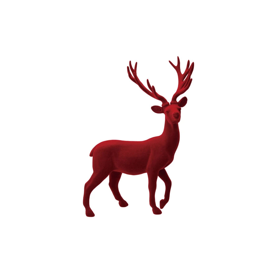 Flocked Resin Standing Deer