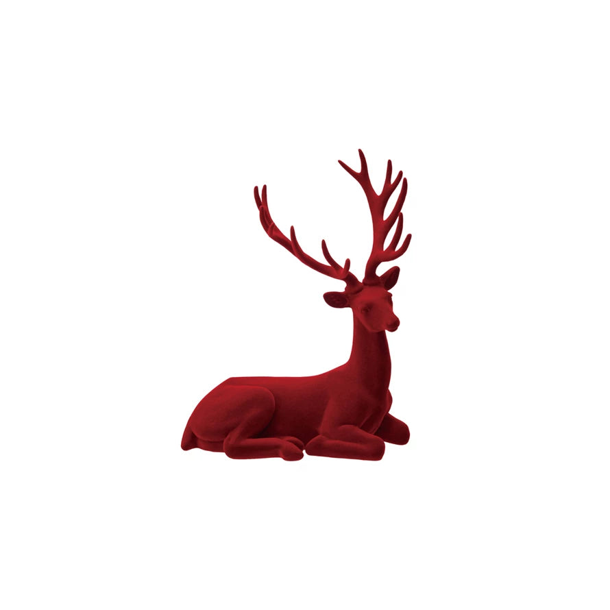 Flocked Resin Lying Deer